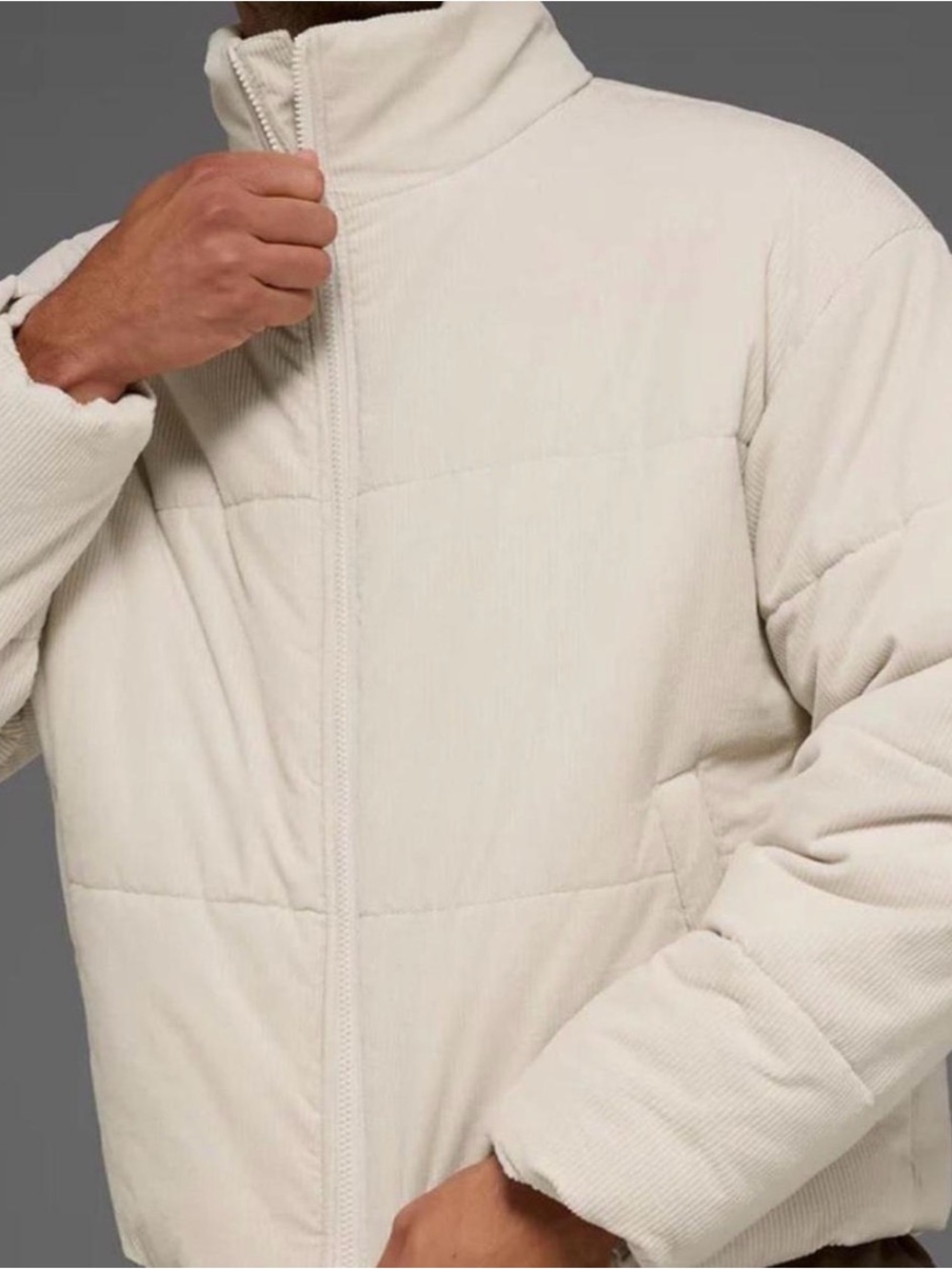 ALO Yoga Men's Cream Corduroy Puffer Jacket